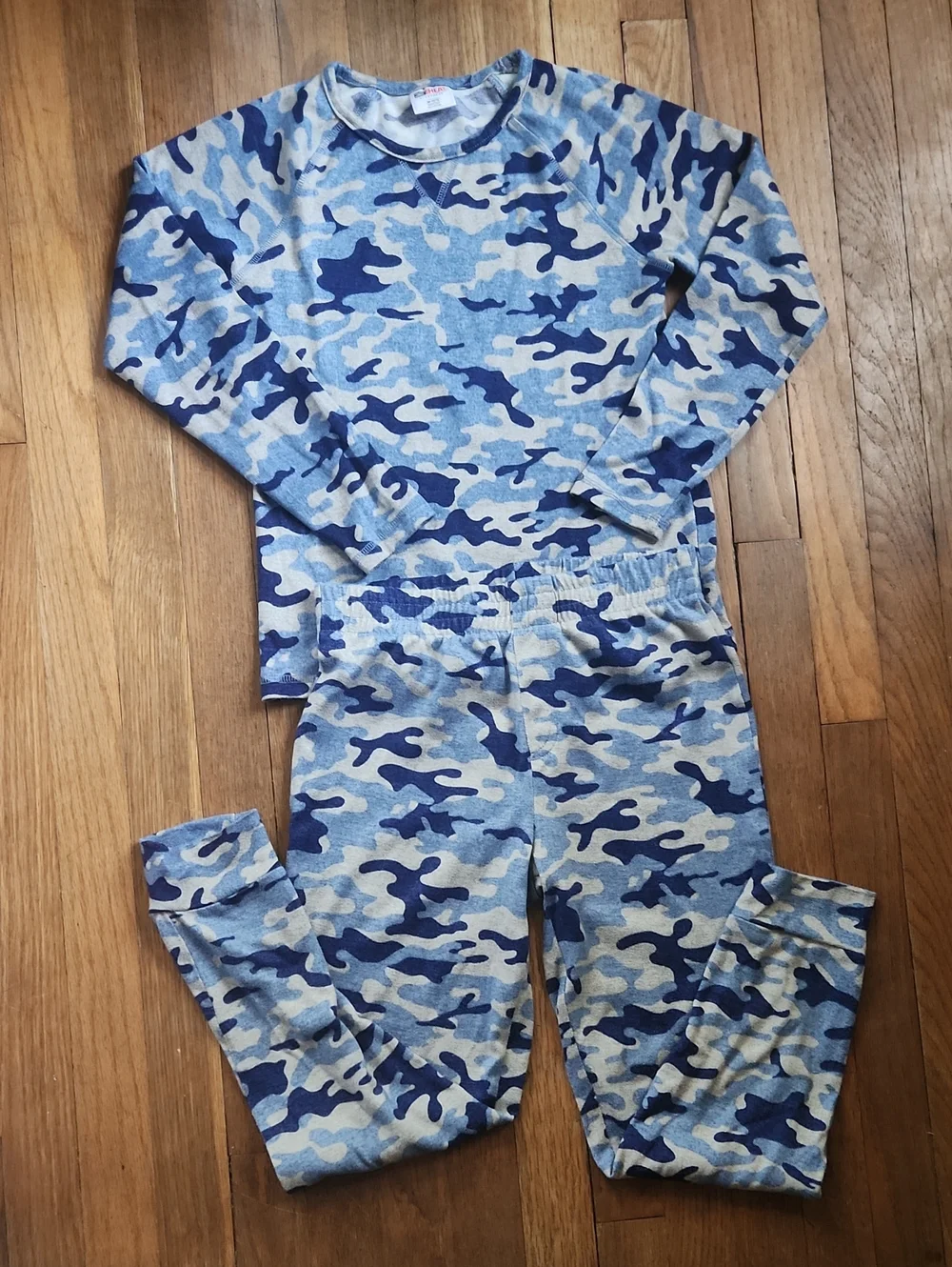 32 Degrees Blue Camo Long Sleeve Kids Pajama Set